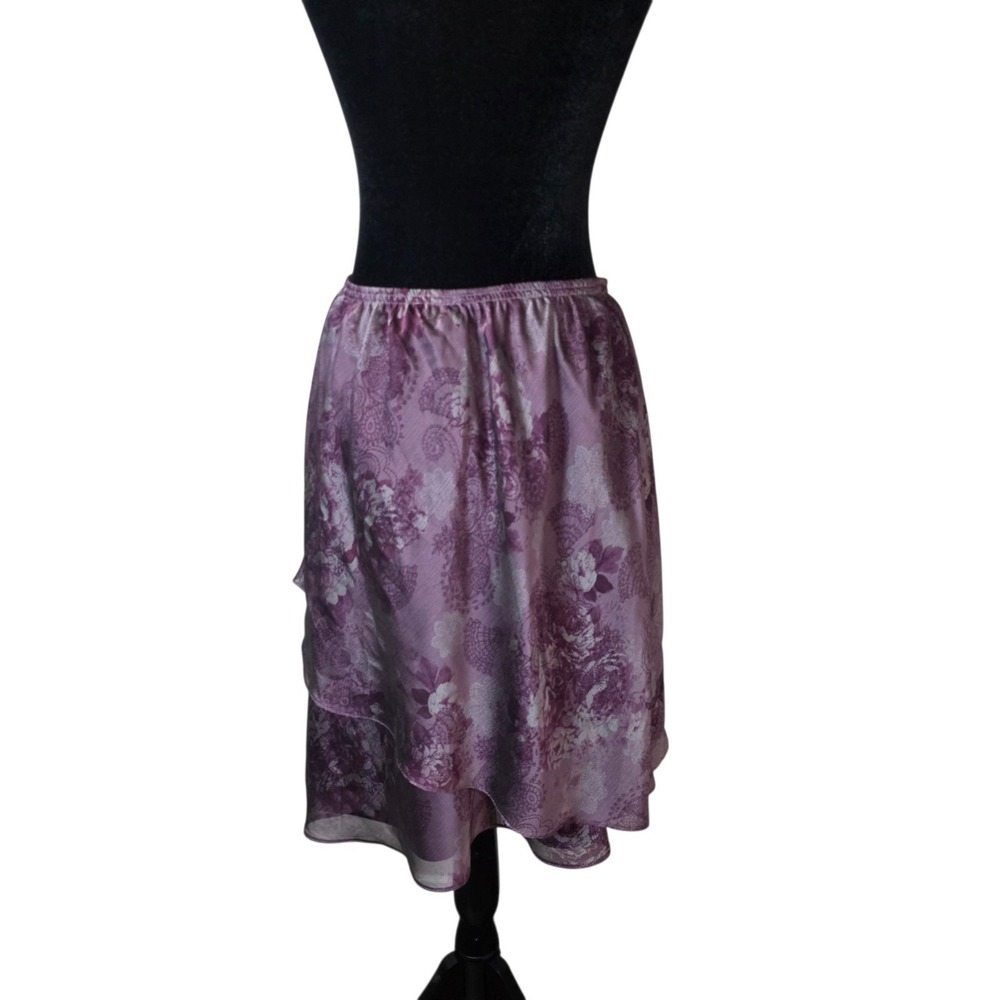 R&M Richards Womens 14WP Purple Floral Layered Skirt Y2K Fairy Grunge Whimsigoth